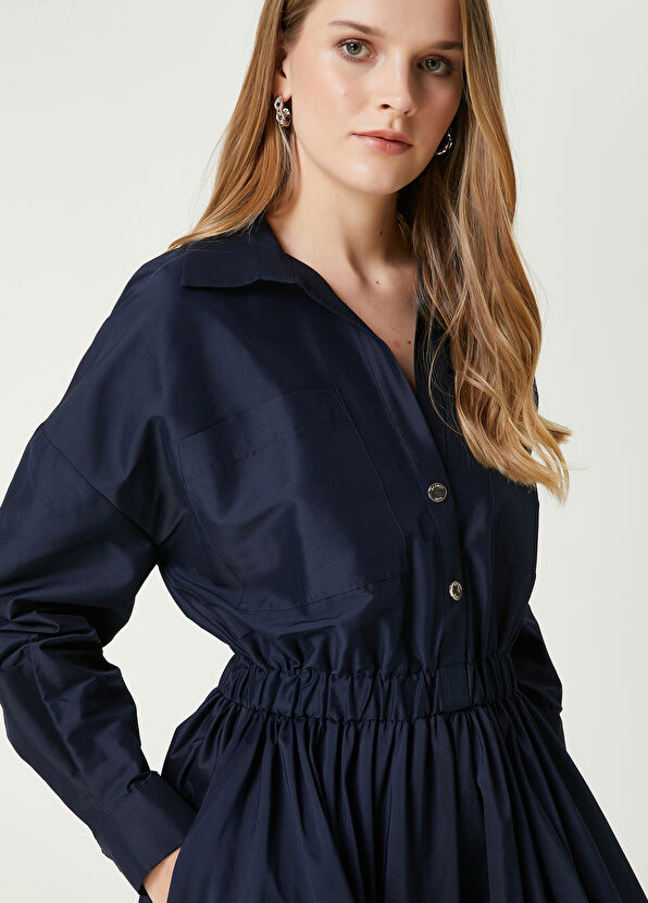 Beymen Club Lacivert Midi Tafta Elbise - 2