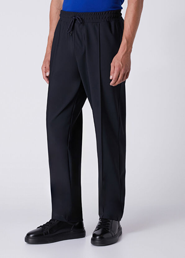 Beymen Club Navy Blue Ribbed Stitched Bonded Technical Pants - 2