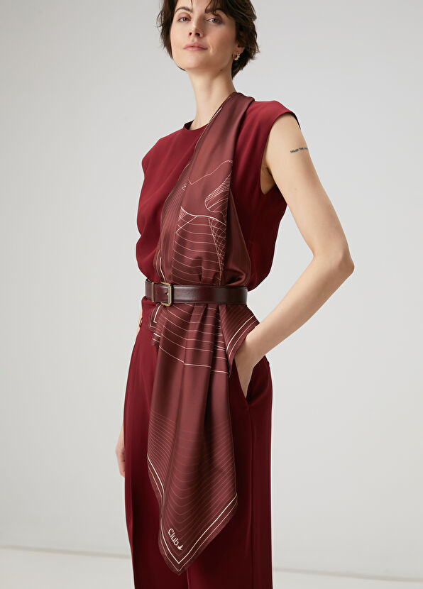 Beymen Club Bordo İpek Eşarp - 3