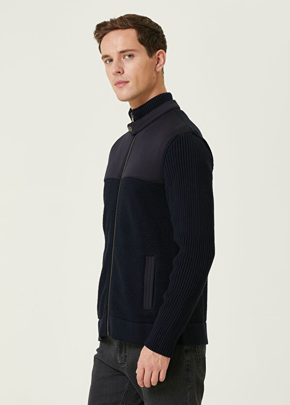 Beymen Club Lacivert Pirinç Örgü Dokulu Triko Hırka - 4