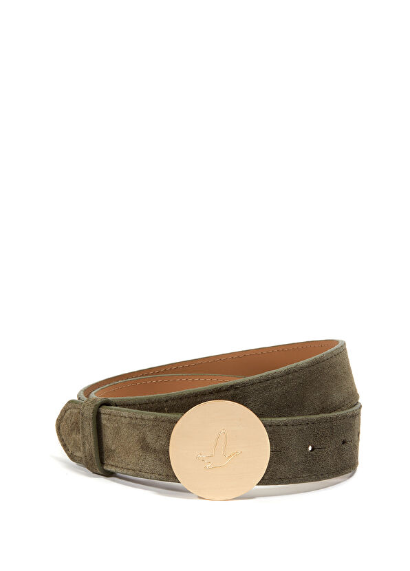 Beymen Club Haki Logo Detaylı Kadın Süet Kemer - 1