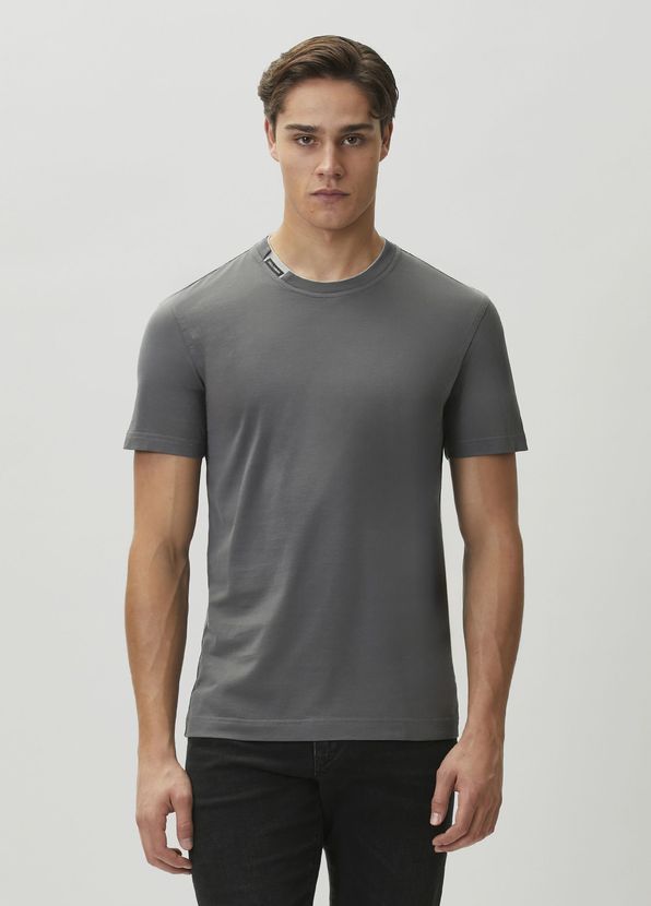 Dolce&Gabbana Gray Collar Logo Detail T-Shirt - 1