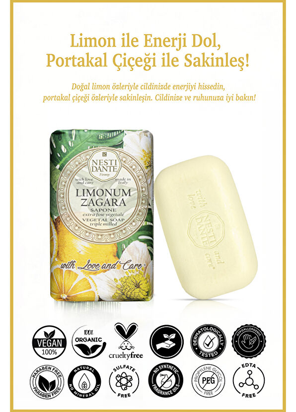 Nesti Dante With Love and Care Limonum Zagara Limon Özlü Vegan Cilt Bakım Sabunu 250 gr - 2
