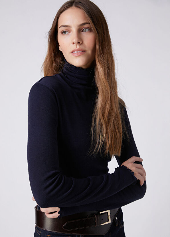 Beymen Club Lacviert Basic Wool Thin T-Shirt - 4