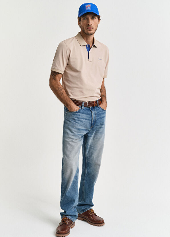 Gant Bej Regular Fit Polo Yaka Kısa Kollu Erkek T-shirt - 1