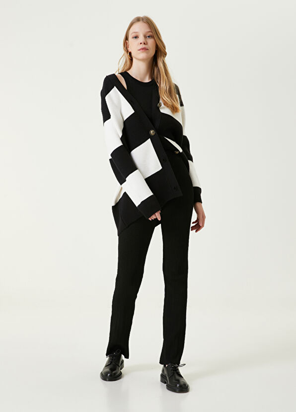 Beymen Club Black and White Striped Cardigan - 2