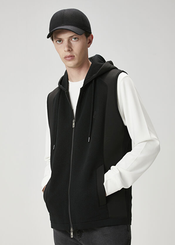 Beymen Club Siyah Kapüşonlu Triko Yelek - 3