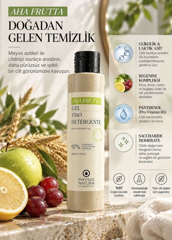 Physio Natura Aha Fruit Acid Purifying Facial Cleansing Gel 200 ml - 3