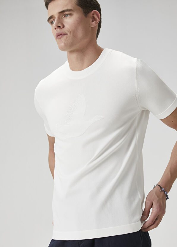 Beymen Club Kırık Beyaz Logo Jakarlı Kısa Kollu Kazak - 2