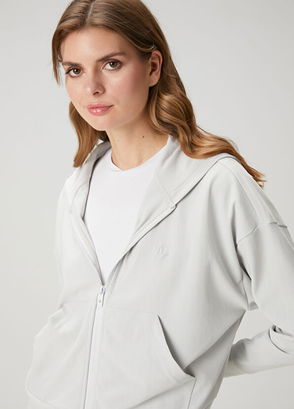 Beymen Club Gri Kapüşonlu İnce Ottoman Sweatshirt - 2