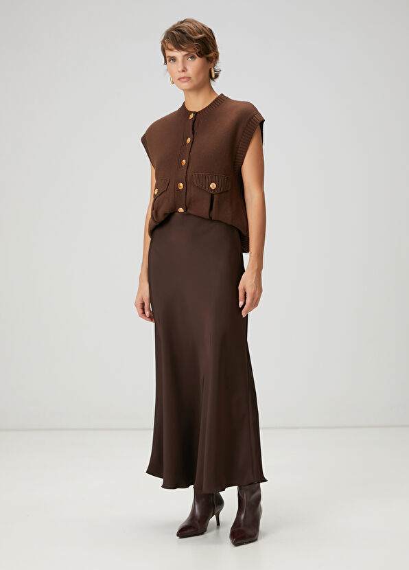 Beymen Club Brown Long Satin Evaze Skirt - 1