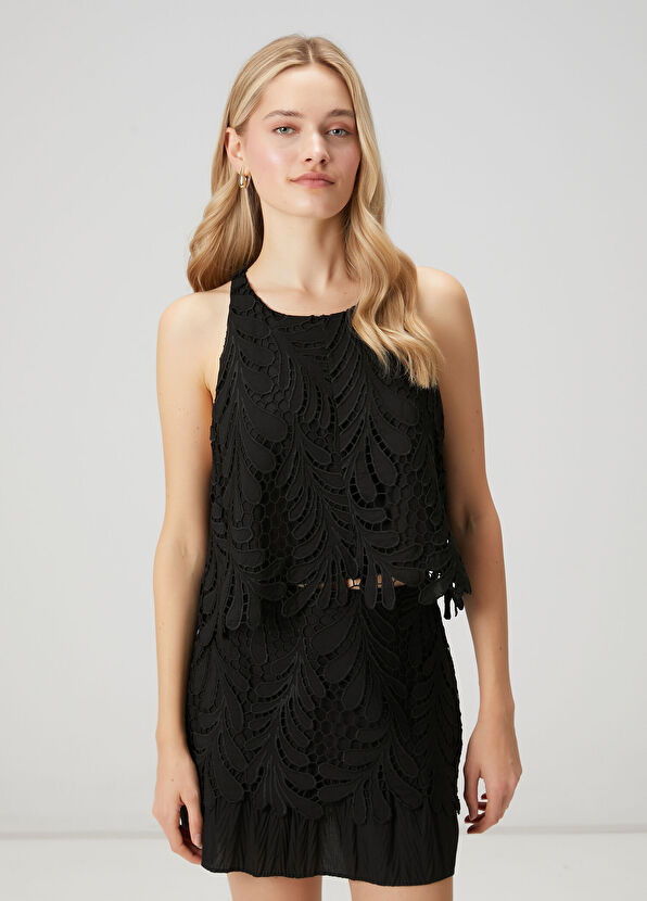 Beymen Club Black Guipure A-Line Blouse - 1