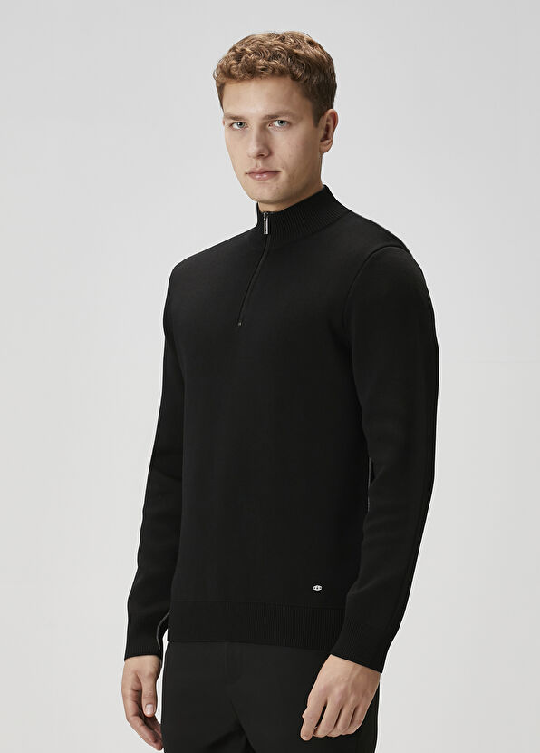 Beymen Club Black Collar Zippered Sweater - 4