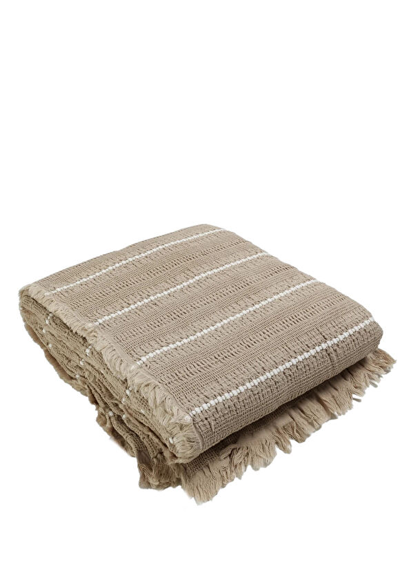 Qua Home Marigold Beige Cotton Double Bedspread 220 x 240 cm - 1