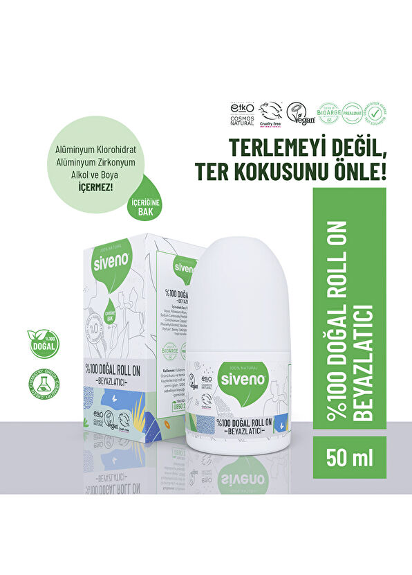 Siveno Natural Whitening Deodorant Herbal Vegan Roll On 50 ml - 2