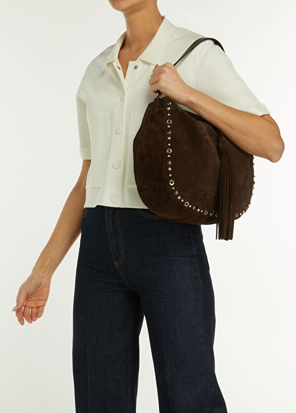 Beymen Club Kahverengi Trok Detaylı Kadın Süet Çanta - 2