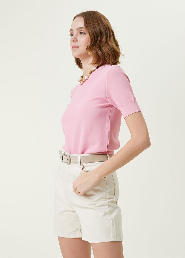 Beymen Club Pembe Kuş Logolu Kısa Kollu Kazak - 1