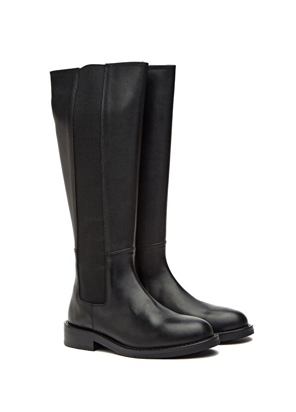 Siyah Fermuarlı Kadın Deri Çizme - Görsel 3