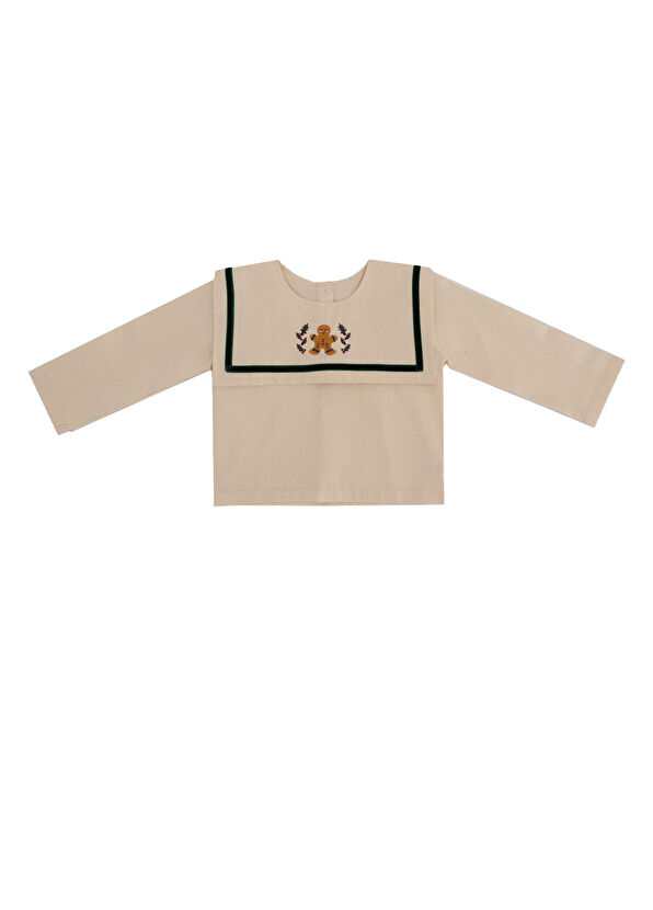 Ilo + Friends Lou Santa Cream Long Sleeve Unisex Kids Blouse - 1