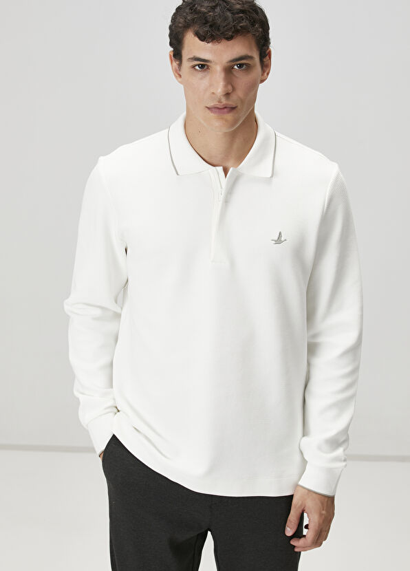 Beymen Club Comfort Fit Kırık Beyaz Polo Sweatshirt - 2
