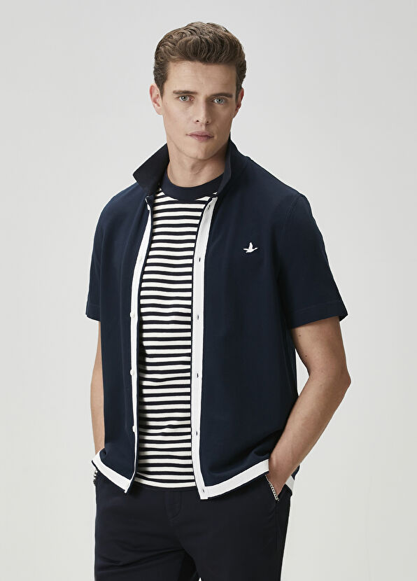 Beymen Club Navy Blue Stripe Detailed Jersey Shirt - 1