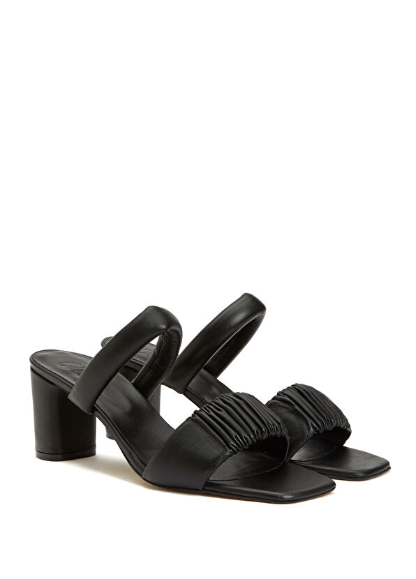 Beymen Club Siyah Çift Puff Bantlı Kadın Deri Terlik - 2