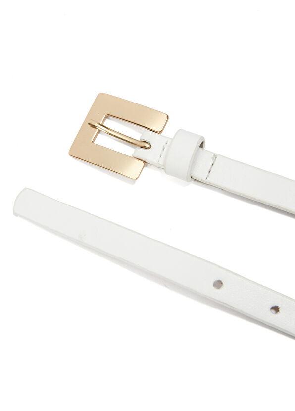 Beymen Club Beyaz Kalın Tokalı Kadın Deri İnce Kemer - 2