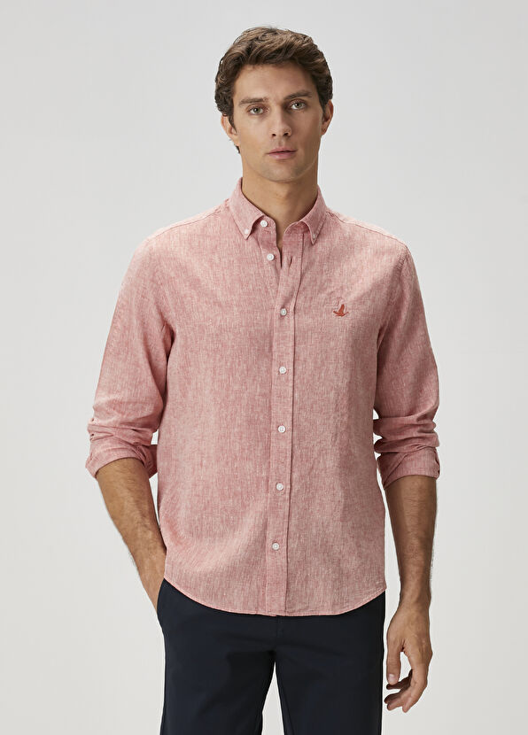 Beymen Club Comfort Fit Kiremit Keten Gömlek - 1