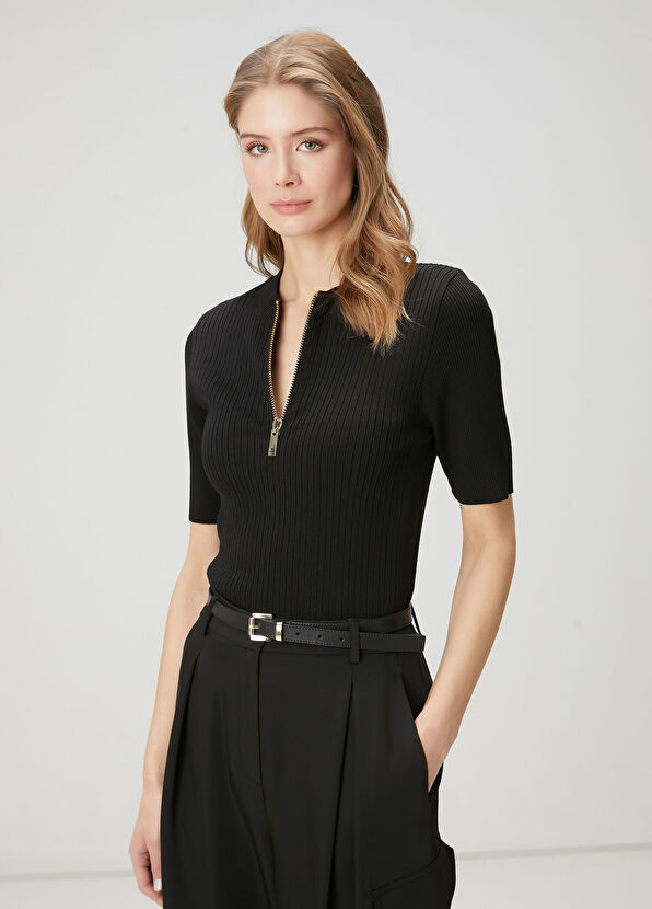 Beymen Club Siyah Fermuarlı Triko - 3