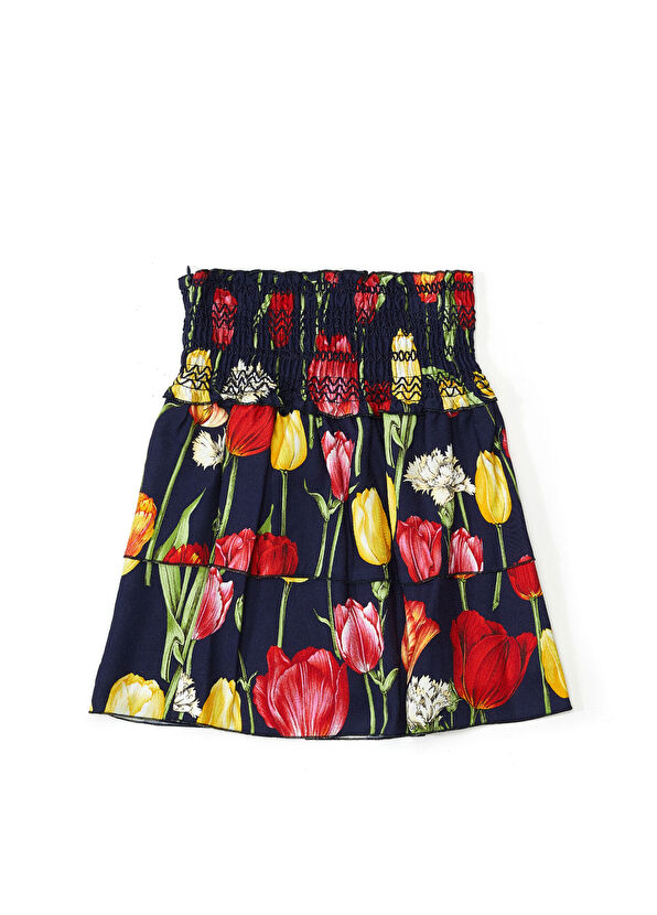 Dolce&Gabbana Siyah Çiçek Desenli Kız Çocuk Etek - 2