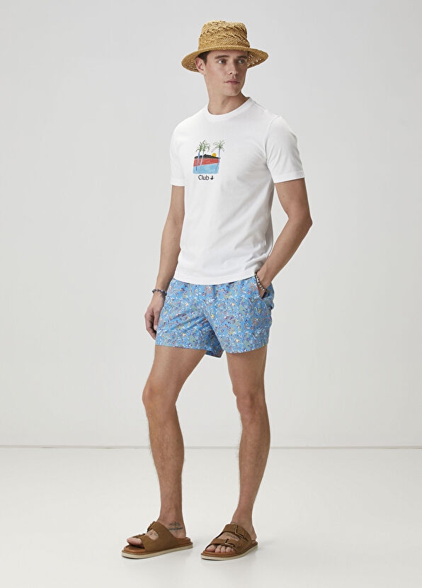 Beymen Club Light Blue Floral Print Swimwear - 1