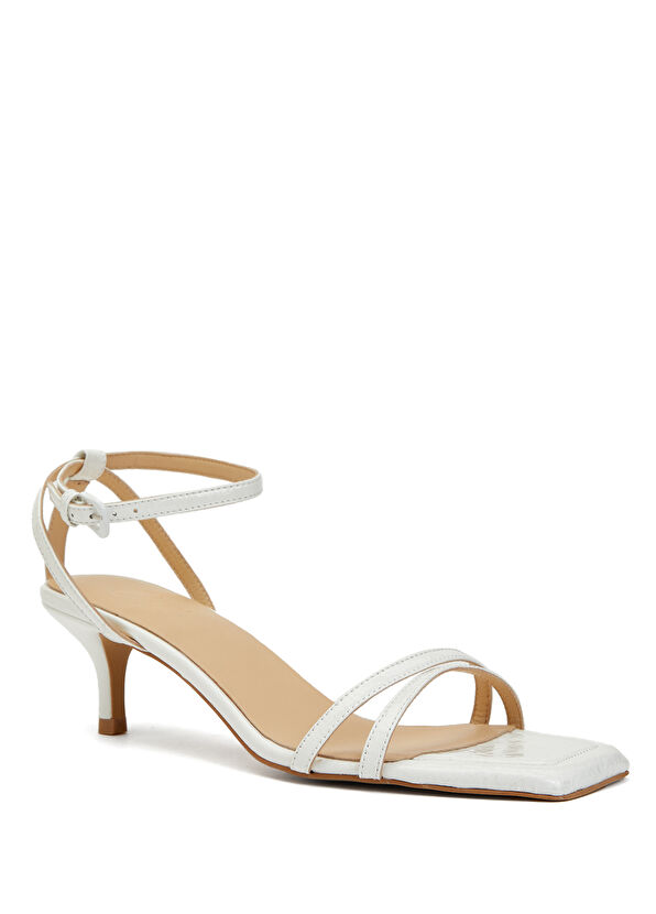 Beymen Club Beyaz İnce Bantlı Kadın Deri Sandalet - 2