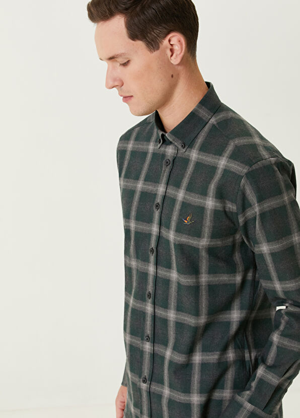 Beymen Club Comfort Fit Haki Ekose Gömlek - 2