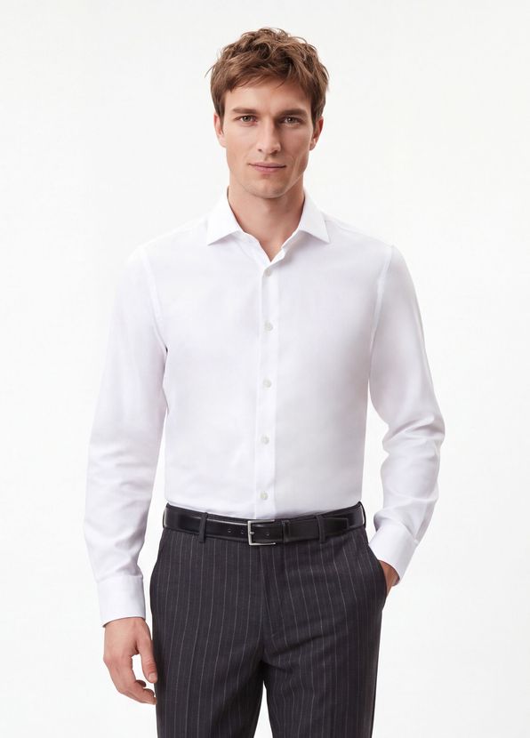 Beymen Club Comfort Fit Beyaz Armürlü Non-iron Gömlek - 3