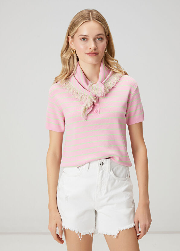 Beymen Club Pembe Çizgili Polo Kazak - 1