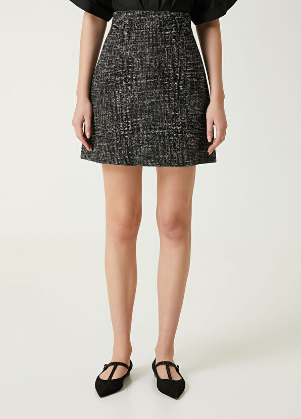 Beymen Club Siyah Beyaz Mini Tweed Etek - 2