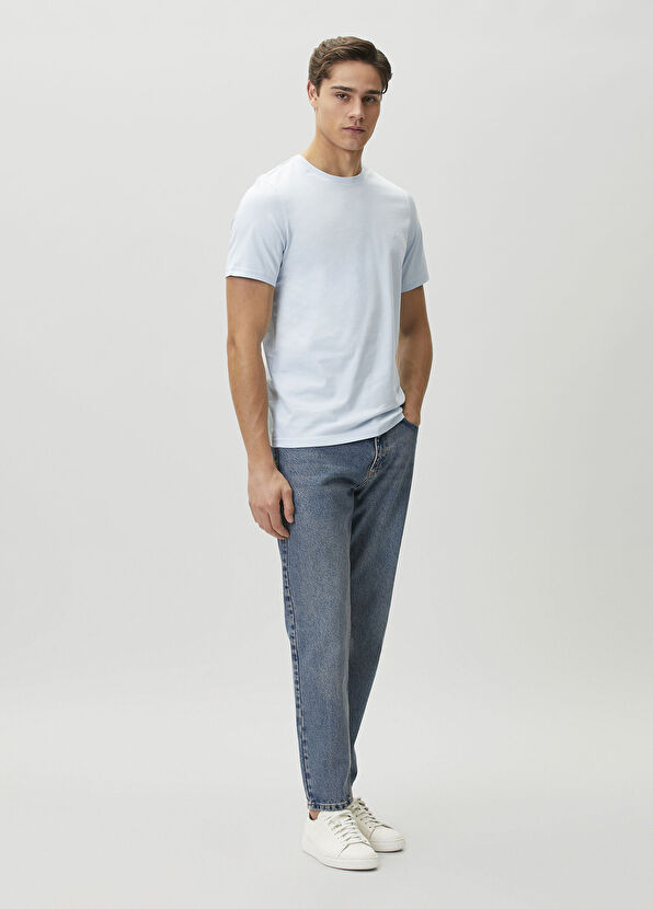 Beymen Club Açık Mavi Logo Nakışlı Basic T-shirt - 3