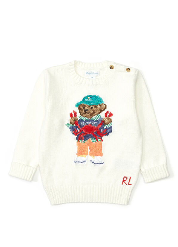 Polo Ralph Lauren Beyaz Bebek Kazak - 1
