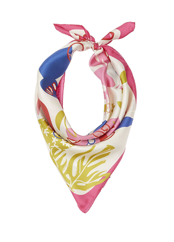 Beymen Club Çok Renkli Güneşli Kaz Desenli İpek Eşarp - 2