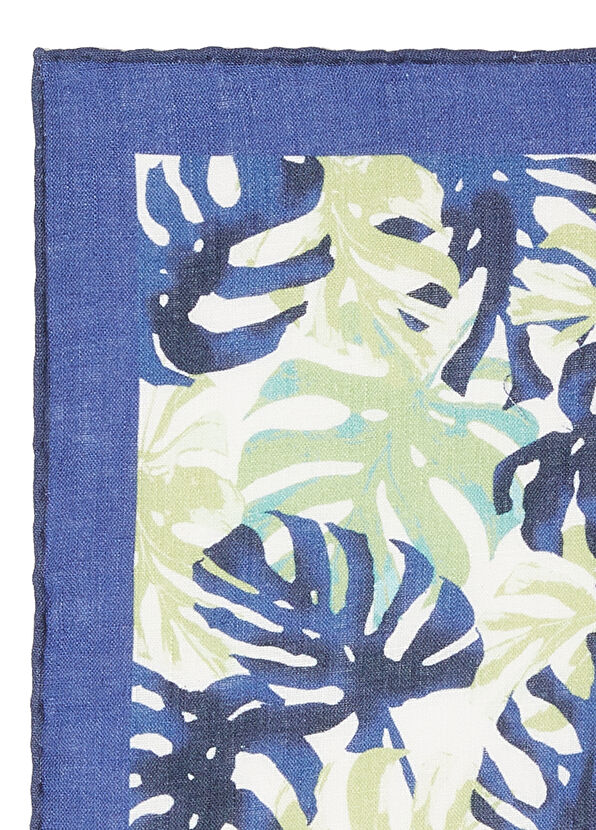 Beymen Club Blue Tropical Patterned Linen Pocket Square - 2