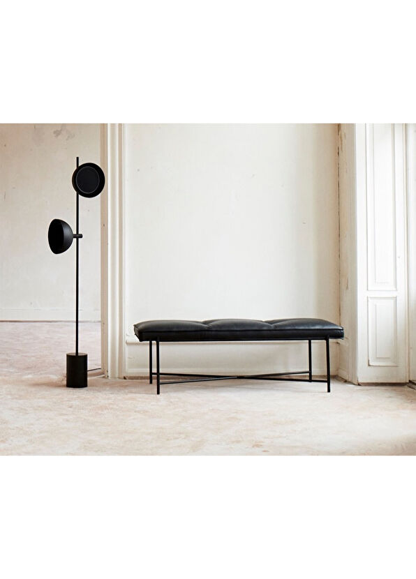 Foqlio Vax Faux Leather Black Metal Bench - 2