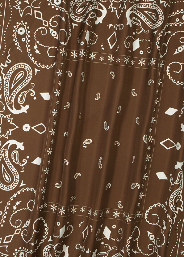 Beymen Club Kahverengi Şal Desenli İpek Eşarp - 2