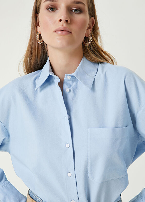 Beymen Club Mavi Logo Nakışlı Oxford Gömlek - 2