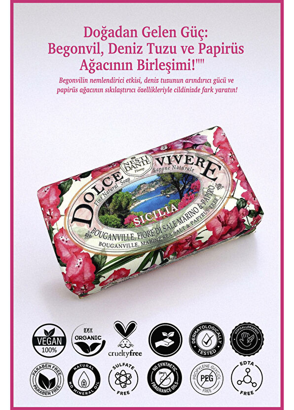 Nesti Dante Dolce Vivere Sicilia Sıkılaştırıcı Begonvil ve Deniz Tuzu Katı Banyo Sabunu 250 gr - 2
