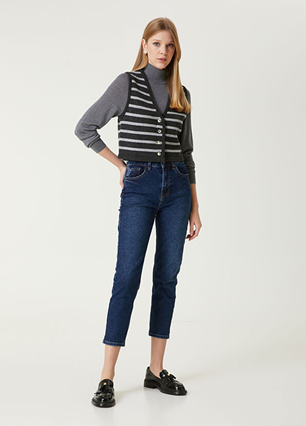 Anthracite Cropped Wool Vest Beymen Club Anthracite Cropped Wool Vest - 3