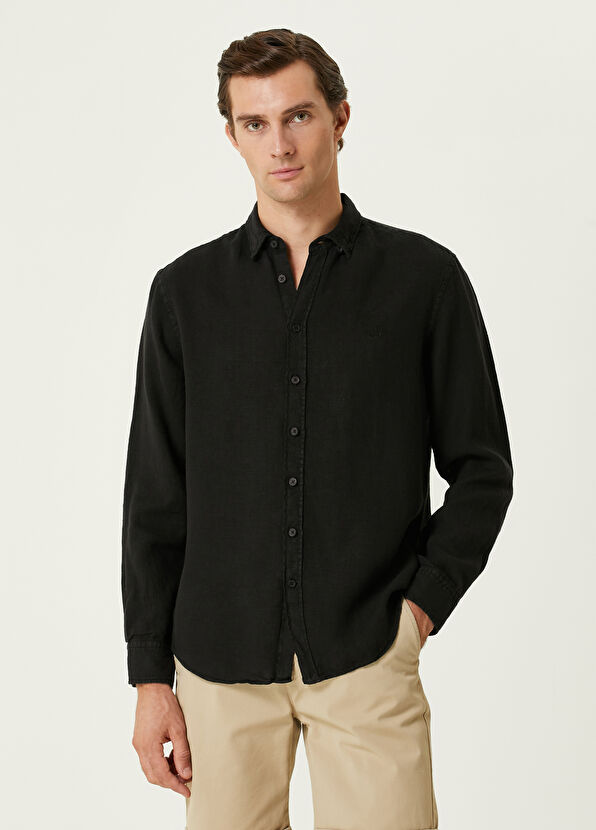 Beymen Club Comfort Fit Siyah Keten Gömlek - 1