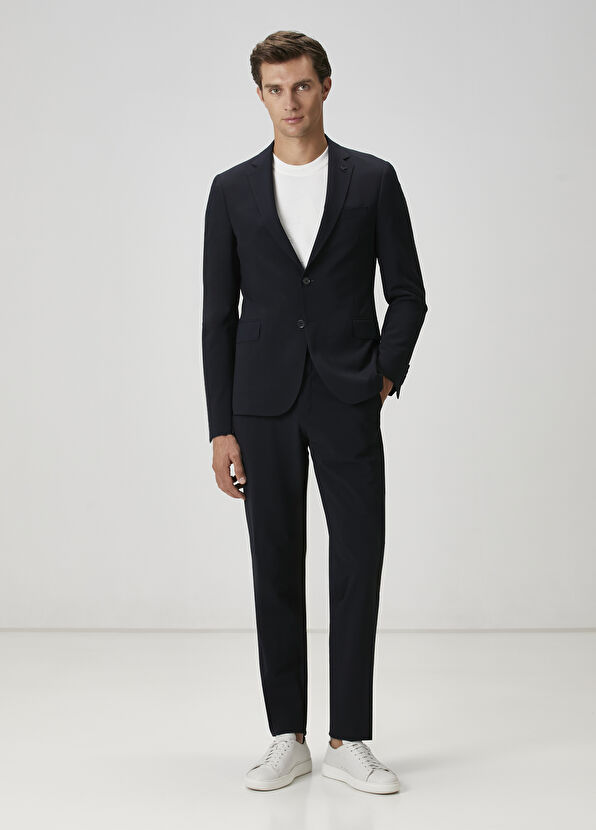 Beymen Club Navy Blue Crinkle Textured Suit - 1