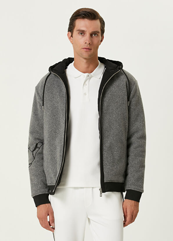 Beymen Club Grey Hooded Flannel Wool Coat - 1