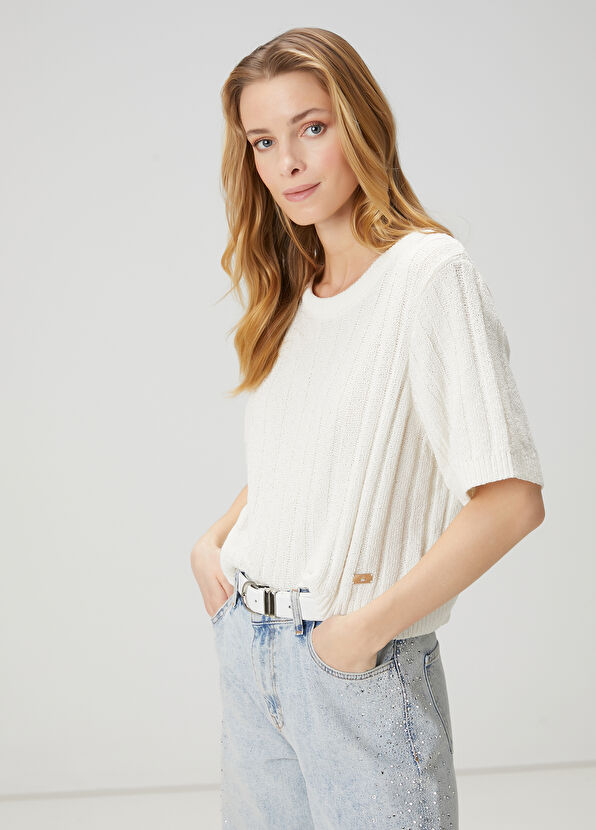 Beymen Club Off White Short Sleeve Sweater - 3