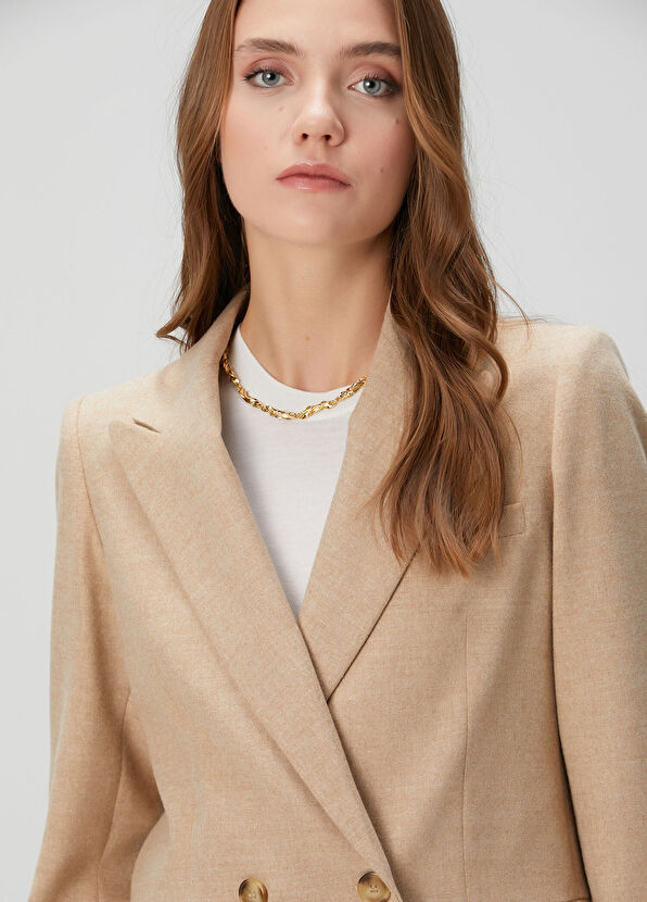 Beymen Collection Bej Yün Karışımlı Kruvaze Ceket - 2